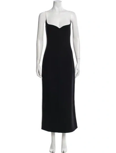 Pre-owned Paris Georgia Square Neckline Long Dress In Black