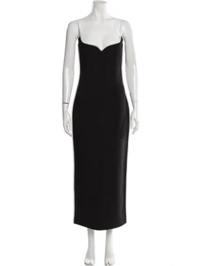 Pre-owned Paris Georgia Square Neckline Long Dress In Black