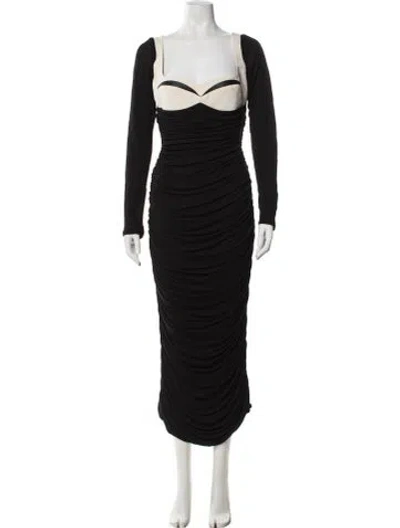 Pre-owned Paris Georgia Square Neckline Long Dress In Black