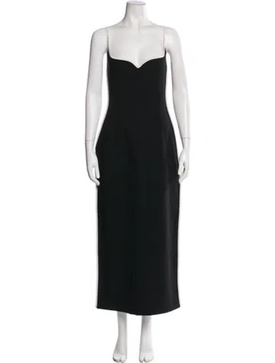 Pre-owned Paris Georgia Square Neckline Long Dress In Black