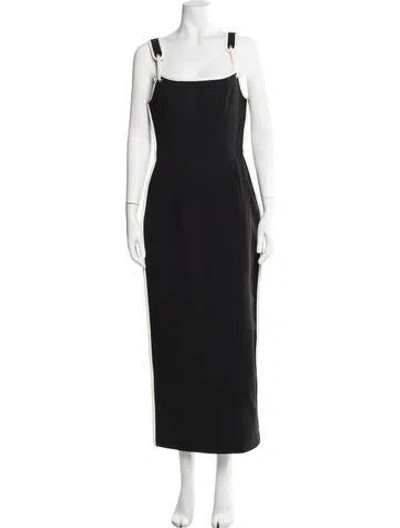 Pre-owned Paris Georgia Square Neckline Long Dress In Black