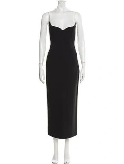 Pre-owned Paris Georgia Square Neckline Long Dress In Black/white