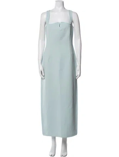 Pre-owned Paris Georgia Square Neckline Long Dress In Blue