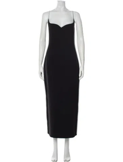 Pre-owned Paris Georgia Square Neckline Long Dress In Blue