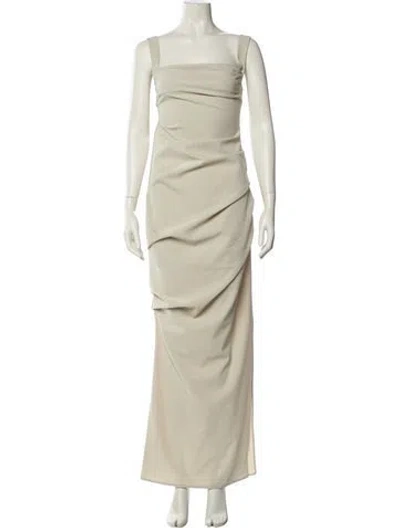 Pre-owned Paris Georgia Square Neckline Long Dress In Neutral