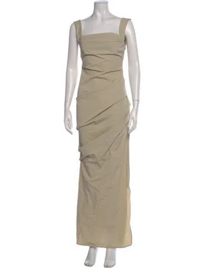 Pre-owned Paris Georgia Square Neckline Long Dress In Neutral