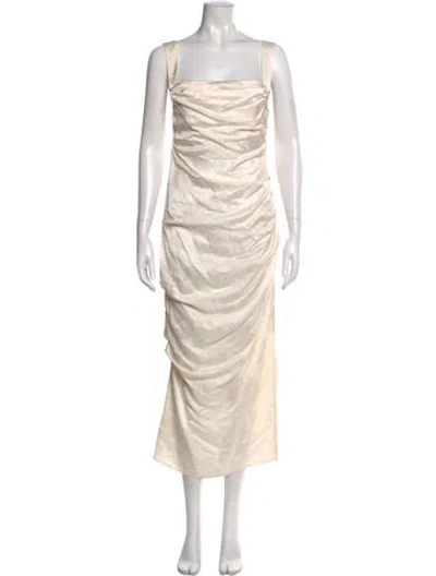 Pre-owned Paris Georgia Square Neckline Long Dress In Neutral