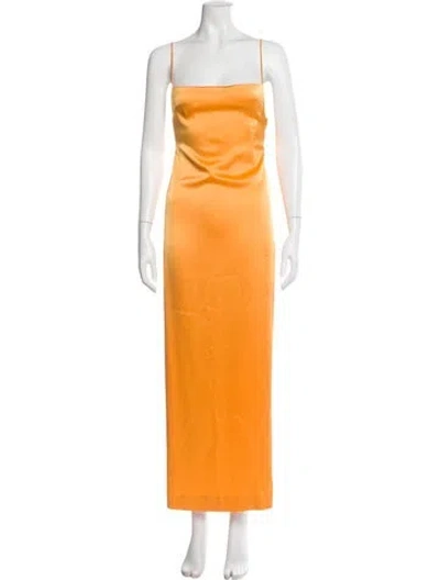 Pre-owned Paris Georgia Square Neckline Long Dress In Orange