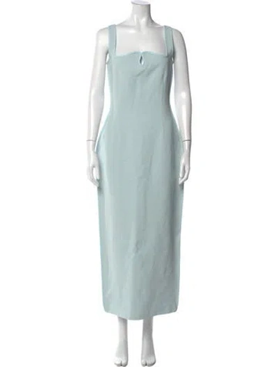 Pre-owned Paris Georgia Square Neckline Long Dress W/ Tags In Blue