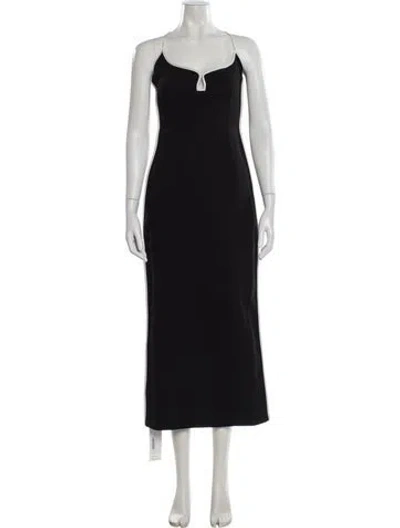 Pre-owned Paris Georgia Square Neckline Midi Length Dress In Black