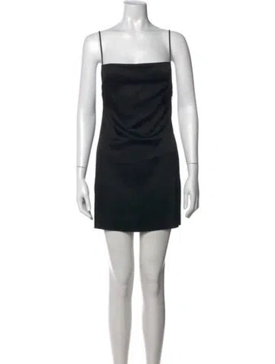 Pre-owned Paris Georgia Square Neckline Mini Dress In Black