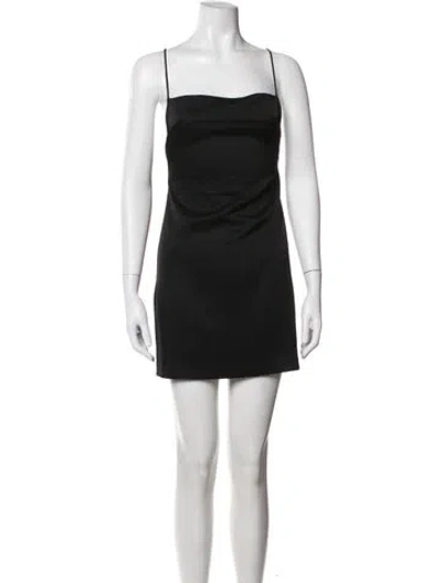 Pre-owned Paris Georgia Square Neckline Mini Dress In Black