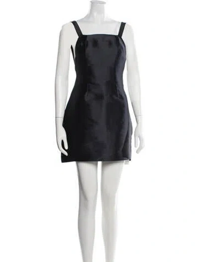 Pre-owned Paris Georgia Square Neckline Mini Dress In Blue