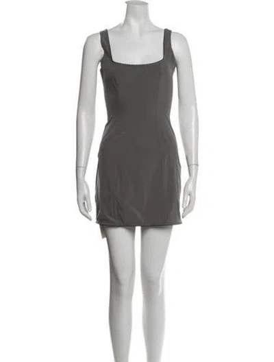 Pre-owned Paris Georgia Square Neckline Mini Dress In Grey