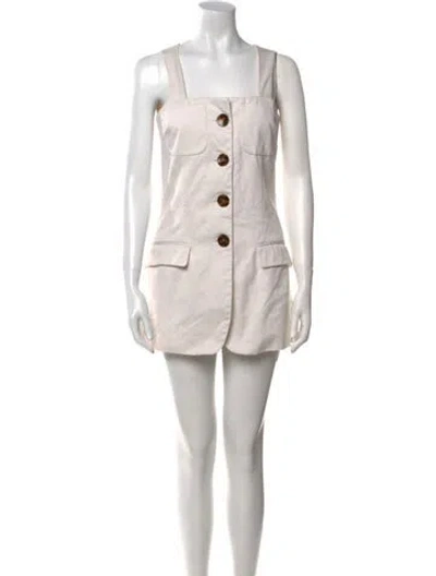 Pre-owned Paris Georgia Square Neckline Mini Dress In Neutral