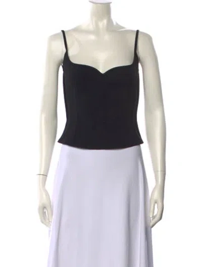 Pre-owned Paris Georgia Square Neckline Sleeveless Crop Top In Black