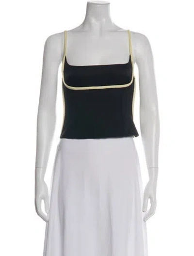 Pre-owned Paris Georgia Square Neckline Sleeveless Crop Top In Black