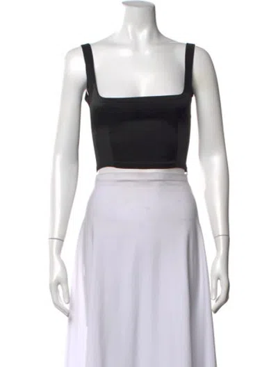 Pre-owned Paris Georgia Square Neckline Sleeveless Crop Top In Black
