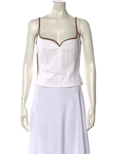 Pre-owned Paris Georgia Square Neckline Sleeveless Crop Top In Blue