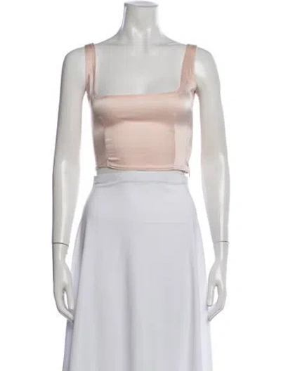 Pre-owned Paris Georgia Square Neckline Sleeveless Crop Top In Pink