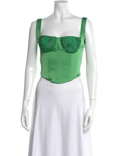 Pre-owned Paris Georgia Square Neckline Sleeveless Crop Top W/ Tags In Blue