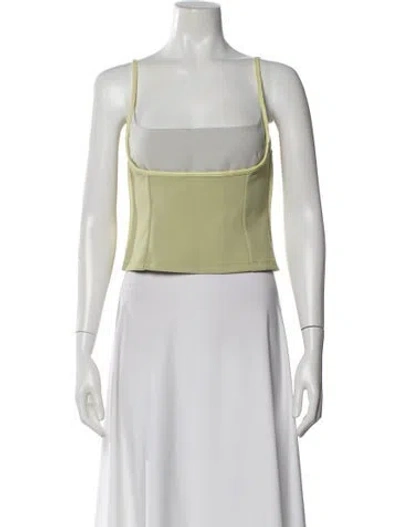 Pre-owned Paris Georgia Square Neckline Sleeveless Crop Top W/ Tags In Yellow