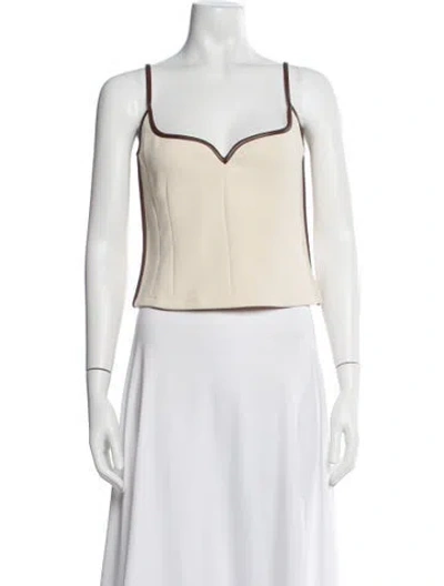Pre-owned Paris Georgia Square Neckline Sleeveless Crop Top In Yellow