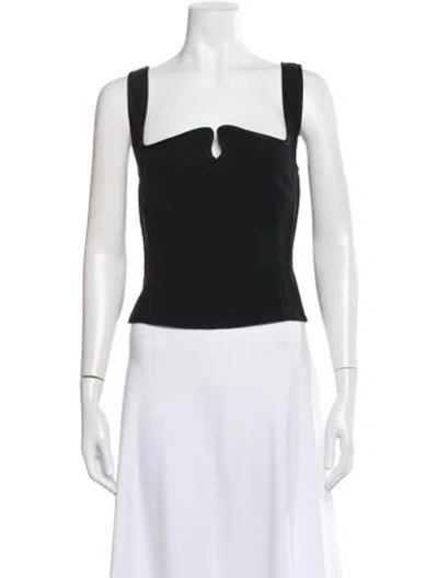 Pre-owned Paris Georgia Square Neckline Sleeveless Top In Black