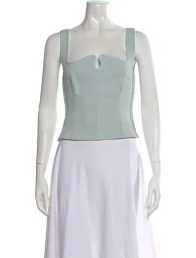 Pre-owned Paris Georgia Square Neckline Sleeveless Top In Blue