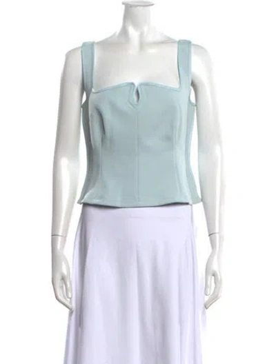Pre-owned Paris Georgia Square Neckline Sleeveless Top In Blue