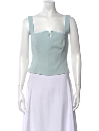 Pre-owned Paris Georgia Square Neckline Sleeveless Top In Blue