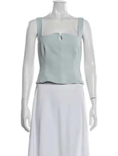 Pre-owned Paris Georgia Square Neckline Sleeveless Top In Blue