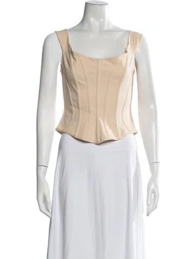 Pre-owned Paris Georgia Square Neckline Sleeveless Top In Neutrals