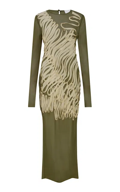 Paris Georgia Squiggle Applique Soutache Dress In Nude