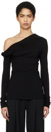 Paris Georgia Elemental Manahou Asymmetric Off-shoulder Top In Black