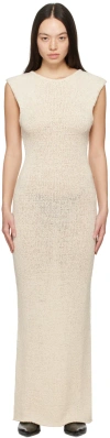 Paris Georgia Ssense Exclusive Off-white Tape Maxi Dress In Ivory