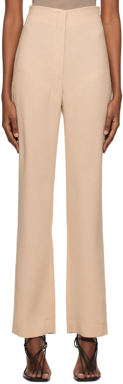 Paris Georgia Ssense Work Capsule – Beige Paneled Trousers In Sand Suiting