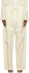 Paris Georgia Ssense Work Capsule – Off-white Herb Trousers In Ivory Gauze
