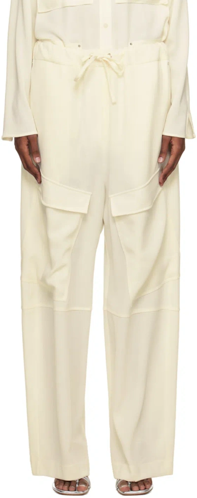 Paris Georgia Ssense Work Capsule – Off-white Herb Trousers In Ivory Gauze