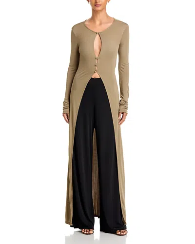 Paris Georgia Straight Line Cardigan Sweater In Brown
