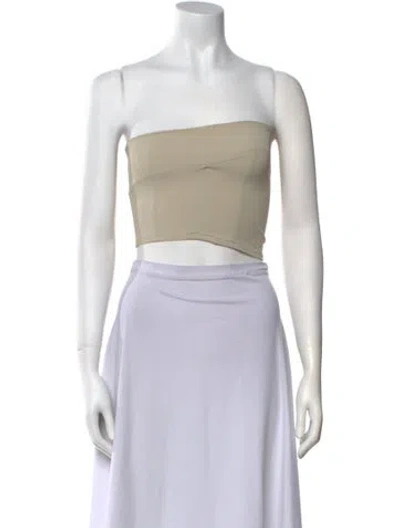 Pre-owned Paris Georgia Strapless Crop Top In Green
