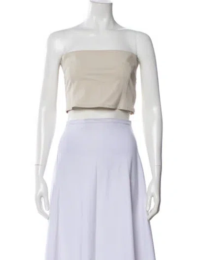 Pre-owned Paris Georgia Strapless Crop Top In Neutral