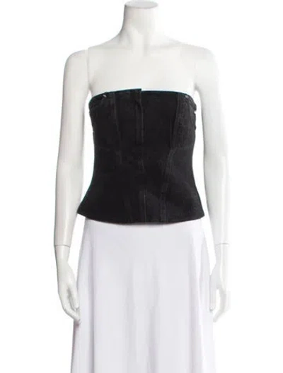 Pre-owned Paris Georgia Strapless Crop Top W/ Tags In Black