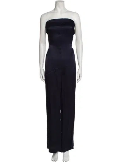 Pre-owned Paris Georgia Strapless Jumpsuit W/ Tags In Blue