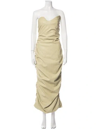 Pre-owned Paris Georgia Strapless Long Dress In Green