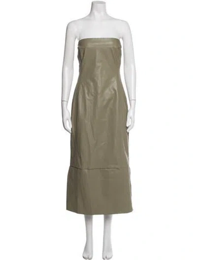Pre-owned Paris Georgia Strapless Midi Length Dress In Green