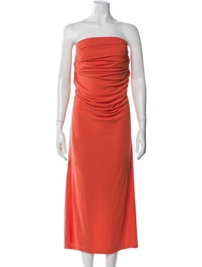 Pre-owned Paris Georgia Strapless Midi Length Dress W/ Tags In Orange