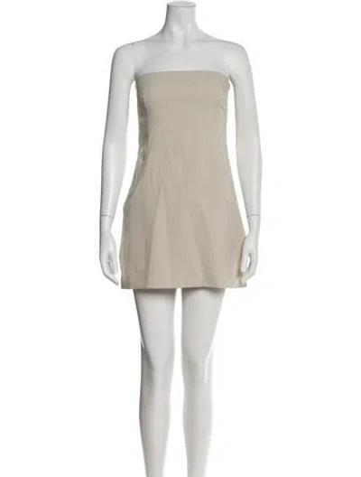 Pre-owned Paris Georgia Strapless Mini Dress In Neutral