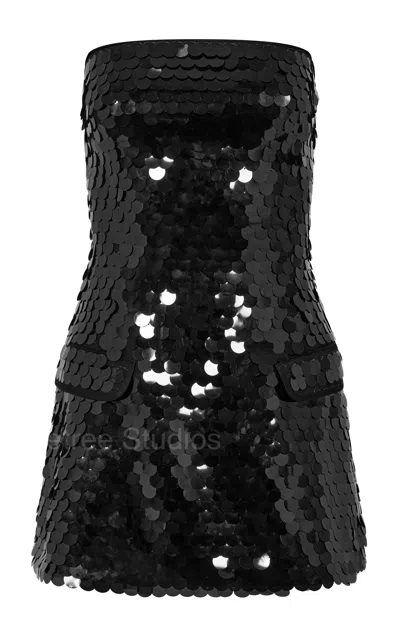 Paris Georgia Strapless Sequined Mini Dress In Black