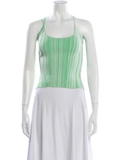 Pre-owned Paris Georgia Striped Halterneck Top In Green